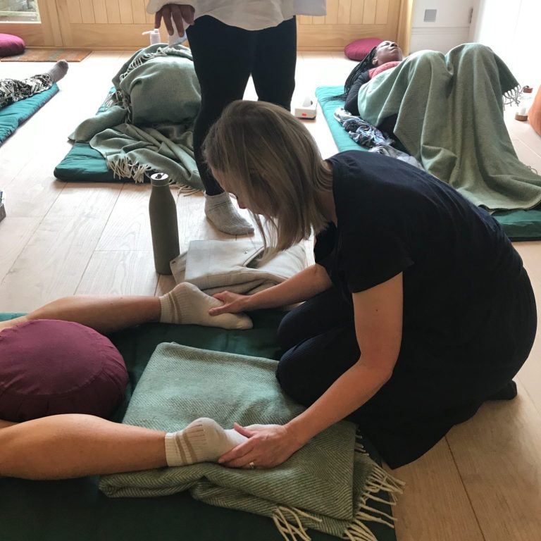 Bodywork during breathwork session Bodywork during breathwork session