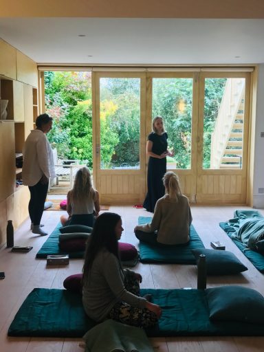 Clare facilitating a breathwork workshop